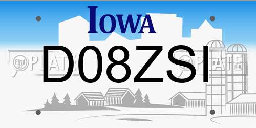 D08ZSI Iowa License Plate