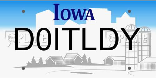 D0ITLDY Iowa License Plate