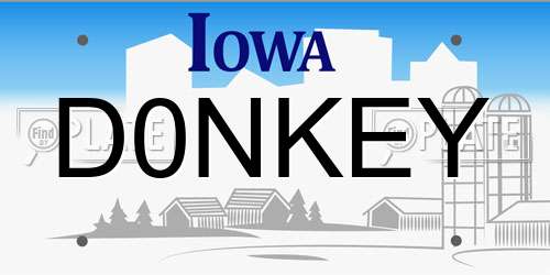 D0NKEY Iowa License Plate