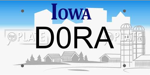 D0RA Iowa License Plate