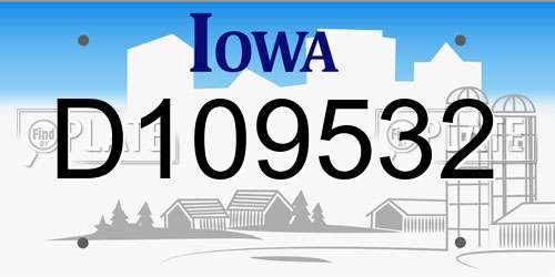 D109532 Iowa License Plate