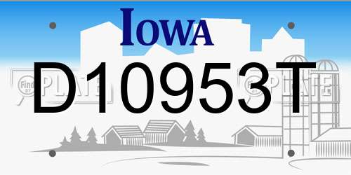 D10953T Iowa License Plate