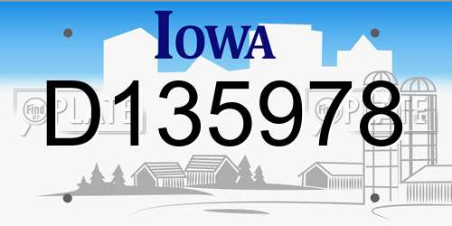 D135978 Iowa License Plate