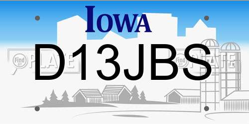 D13JBS Iowa License Plate