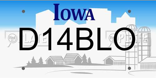 D14BLO Iowa License Plate