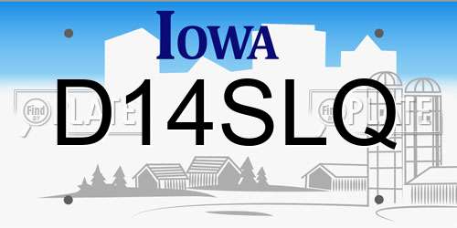 D14SLQ Iowa License Plate