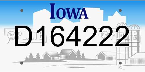 D164222 Iowa License Plate