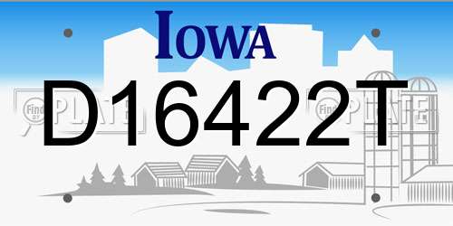 D16422T Iowa License Plate