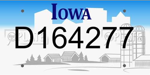 D164277 Iowa License Plate