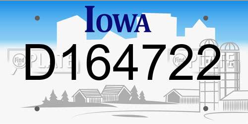 D164722 Iowa License Plate