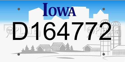 D164772 Iowa License Plate