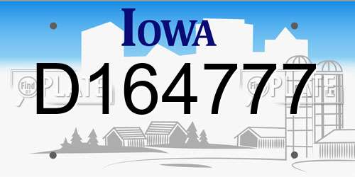 D164777 Iowa License Plate