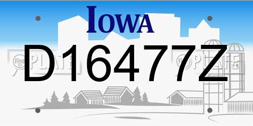 D16477Z Iowa License Plate