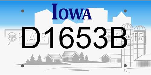 D1653B Iowa License Plate