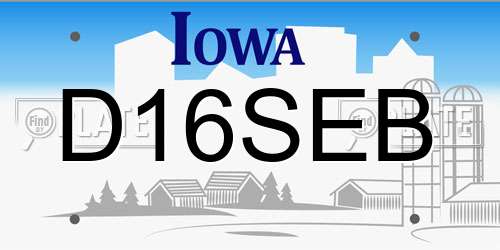 D16SEB Iowa License Plate