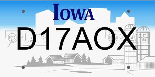 D17AOX Iowa License Plate