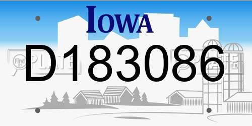 D183086 Iowa License Plate