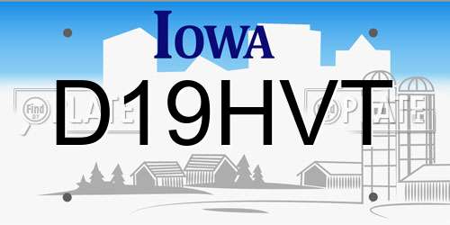 D19HVT Iowa License Plate