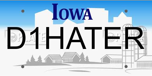 D1HATER Iowa License Plate