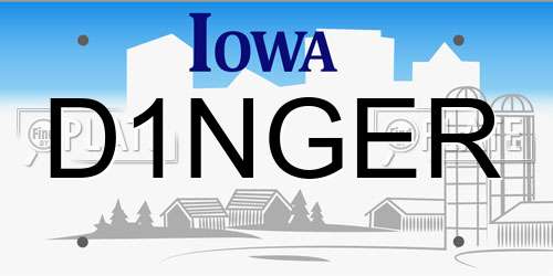 D1NGER Iowa License Plate