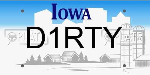 D1RTY Iowa License Plate
