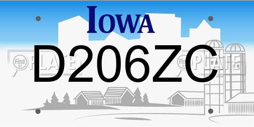 D206ZC Iowa License Plate
