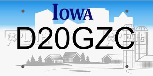 D20GZC Iowa License Plate