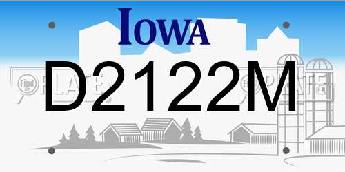 D2122M Iowa License Plate