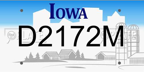 D2172M Iowa License Plate