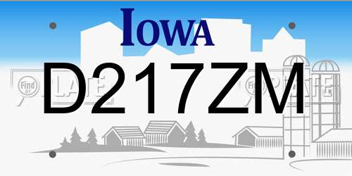 D217ZM Iowa License Plate