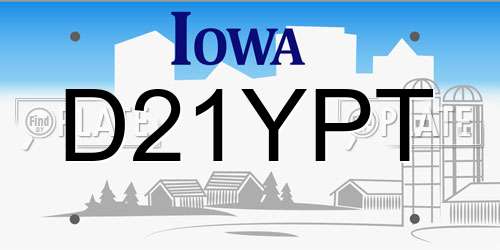 D21YPT Iowa License Plate