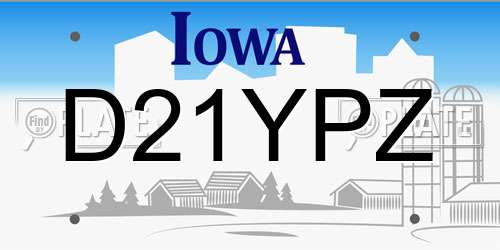 D21YPZ Iowa License Plate