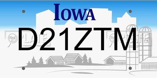 D21ZTM Iowa License Plate