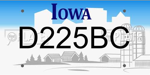 D225BC Iowa License Plate