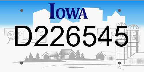 D226545 Iowa License Plate