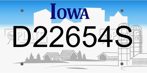 D22654S Iowa License Plate
