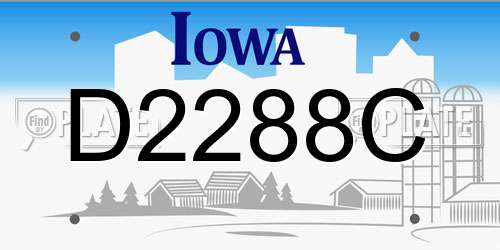 D2288C Iowa License Plate