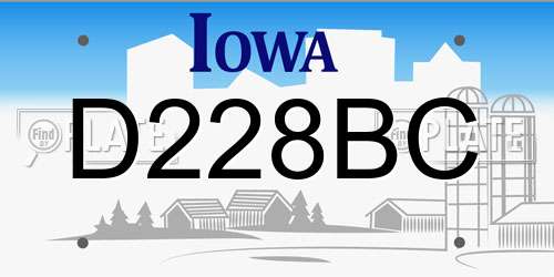 D228BC Iowa License Plate