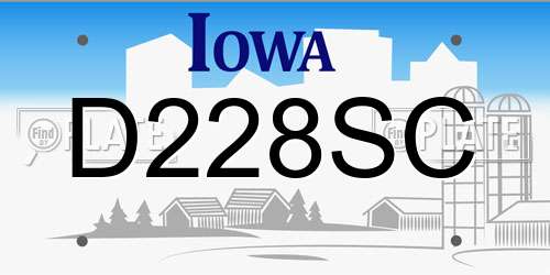 D228SC Iowa License Plate