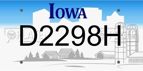 D2298H Iowa License Plate