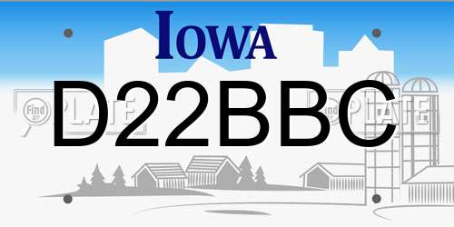 D22BBC Iowa License Plate