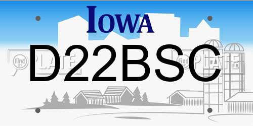 D22BSC Iowa License Plate