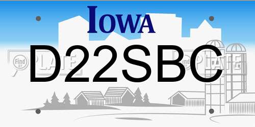 D22SBC Iowa License Plate