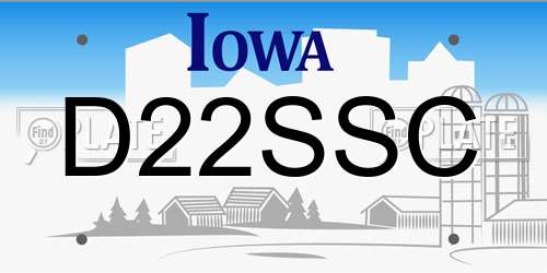 D22SSC Iowa License Plate