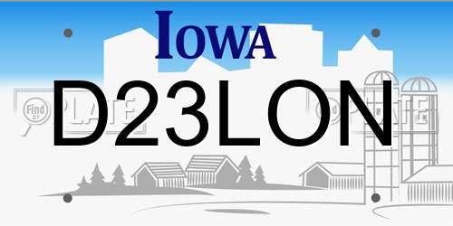 D23LON Iowa License Plate