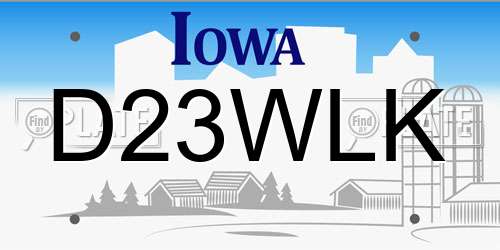 D23WLK Iowa License Plate
