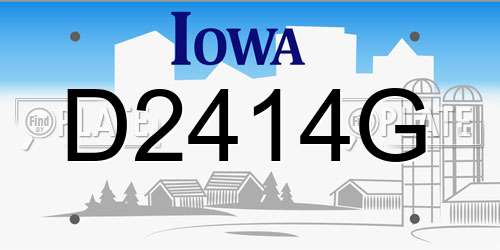 D2414G Iowa License Plate