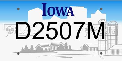D2507M Iowa License Plate