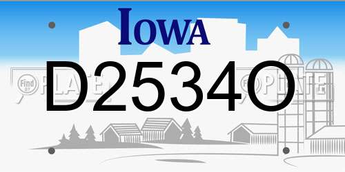 D2534O Iowa License Plate
