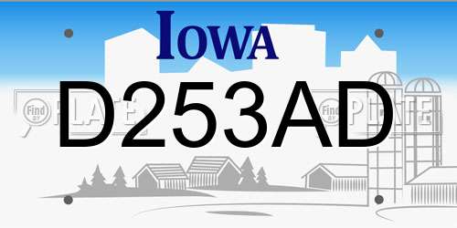 D253AD Iowa License Plate
